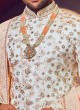 Anarkali Art Silk Sherwani In Cream Color